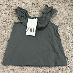 Zara Charcoal Ruffle Tank Top